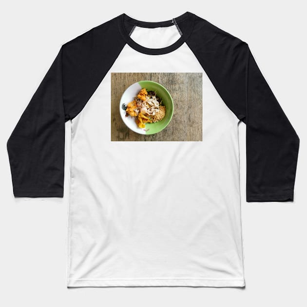 Thai street food. Asian yellow egg noodle with chicken and shrimp. Baseball T-Shirt by Nalidsa